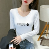 Красный приятный телу осенний модный хлопковый лонгслив, круглый воротник, в обтяжку, коллекция 2023