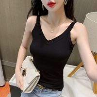 Черный, эффект подтяжки, V-образный вырез, из ворсистого хлопка