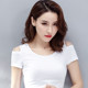 Summer new style off-shoulder T-shirt black short-sleeved T-shirt women's off-shoulder tight top thin slim fit bottoming shirt