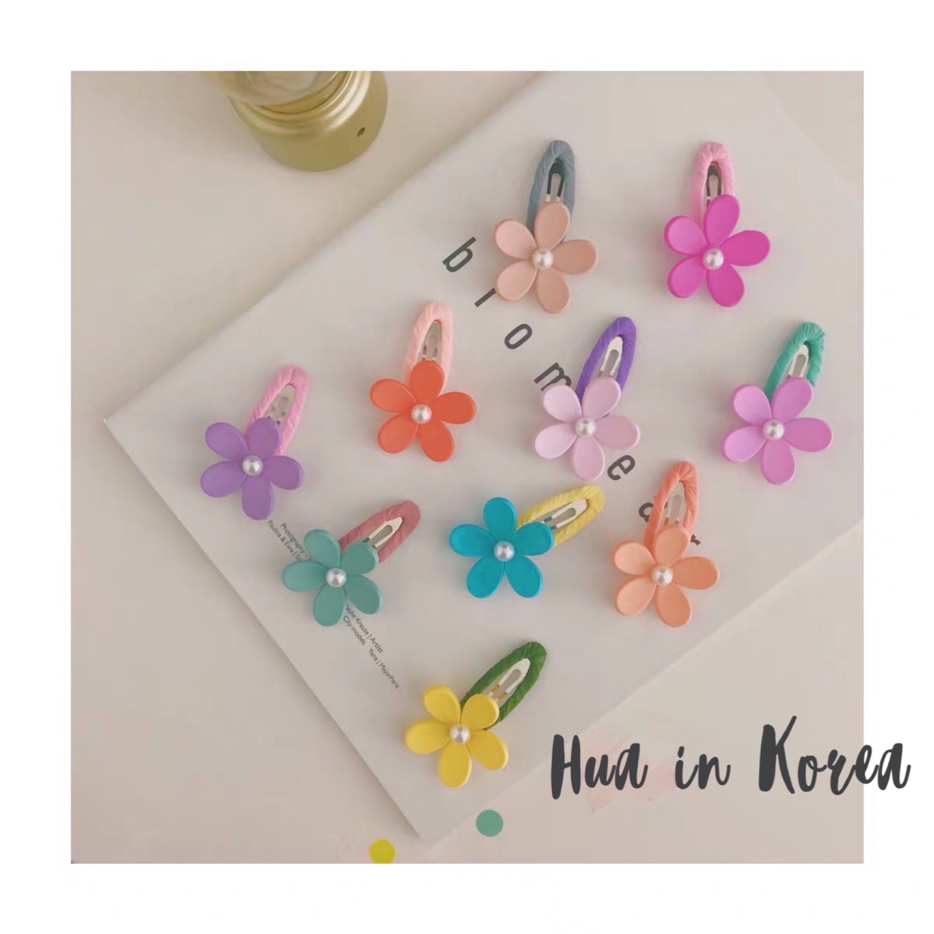 Floral small paving of Korean children's ornaments ins spring and summer frosted flowers pearl hair clip BB clip and sea clamp hair decoration