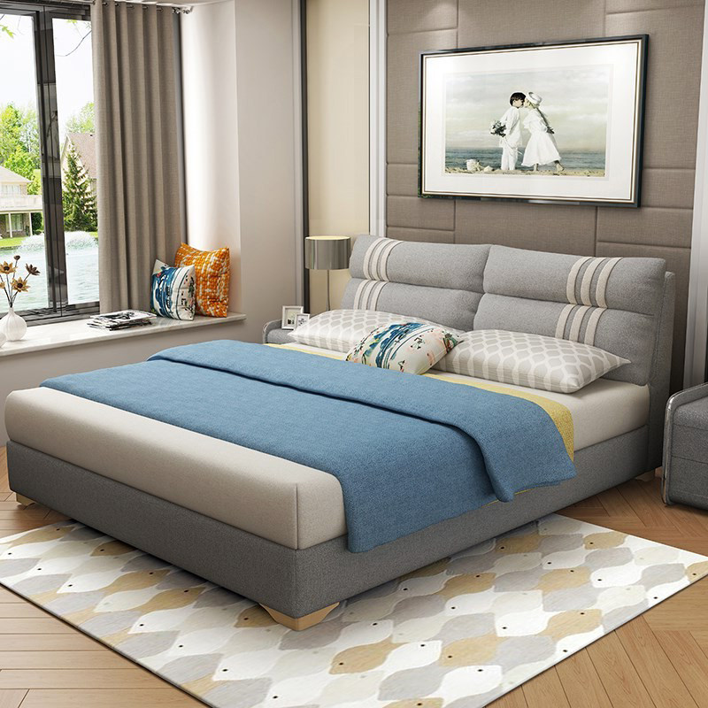 New Mindful Cloth Art Bed Removable modern minimalist Small family Type Double beds 1 8 m Bed bed Soft bed Wedding Bed Master Bedroom