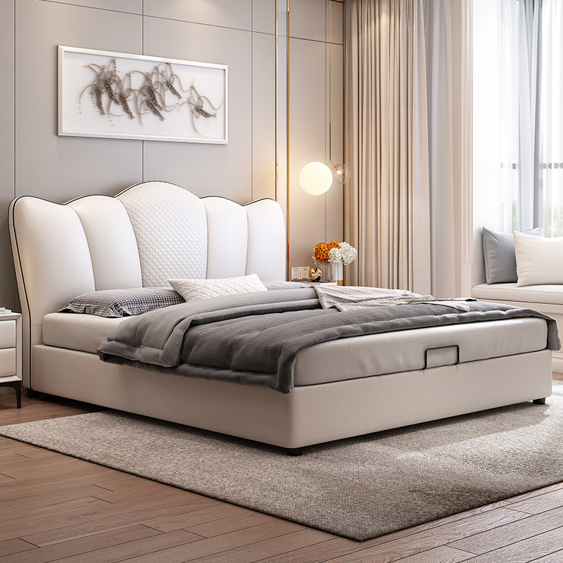 Bed modern minimal mesh skin bed 1 8m reservoir double bed 2 2m small family bedroom master bedroom light luxury