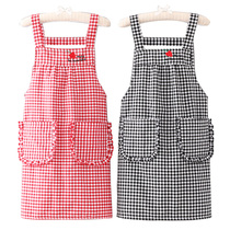 Pure cotton Korean version sleeveless apron woman cute home kitchen Cooking anti-oil stain Outer fashion Breathable Wear and abrasion resistant work clothes