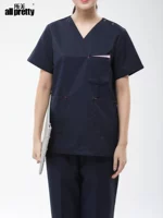 Гигиеническая синяя трикотажная ткань, короткий рукав