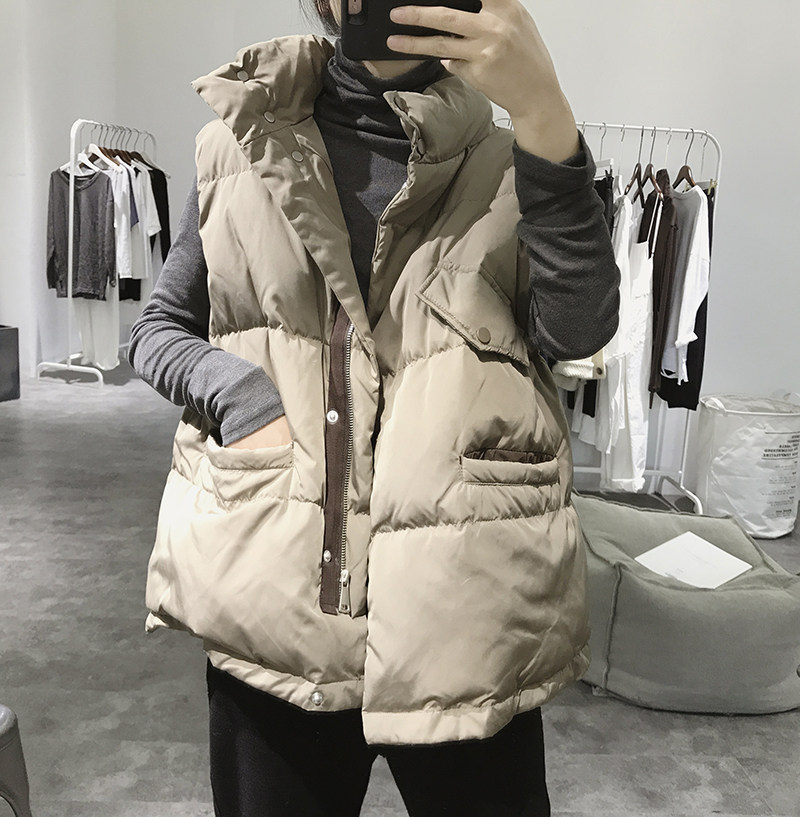 Down cotton short version vest vest women's 2020 autumn and winter Korean version of leisure thickened warm student fashion horse clip bread clothing tide