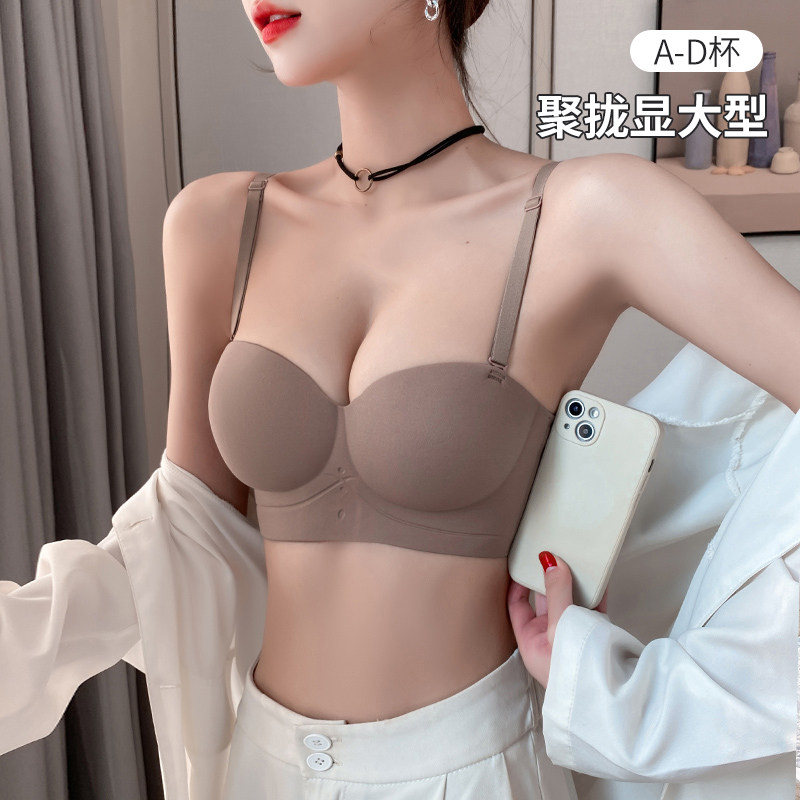 Half-cup lingerie women's small breasts gather for autumn and winter display with large anti-sagging collection of breast-free red bra hood multi-love cat-Taobao