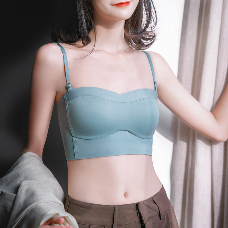Anti-light bandeau underwear gathers women's thin style without marks large breasts small wrap chest bra anti-sagging without straps
