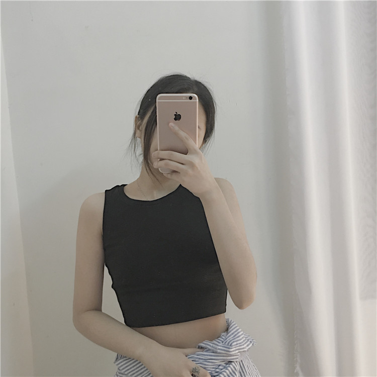 Hồng Kông-phong cách retro sling của phụ nữ mùa hè đoạn ngắn rốn không tay t-shirt bên ngoài dưới cùng của Harajuku nhỏ tươi vest top áo kiểu đẹp