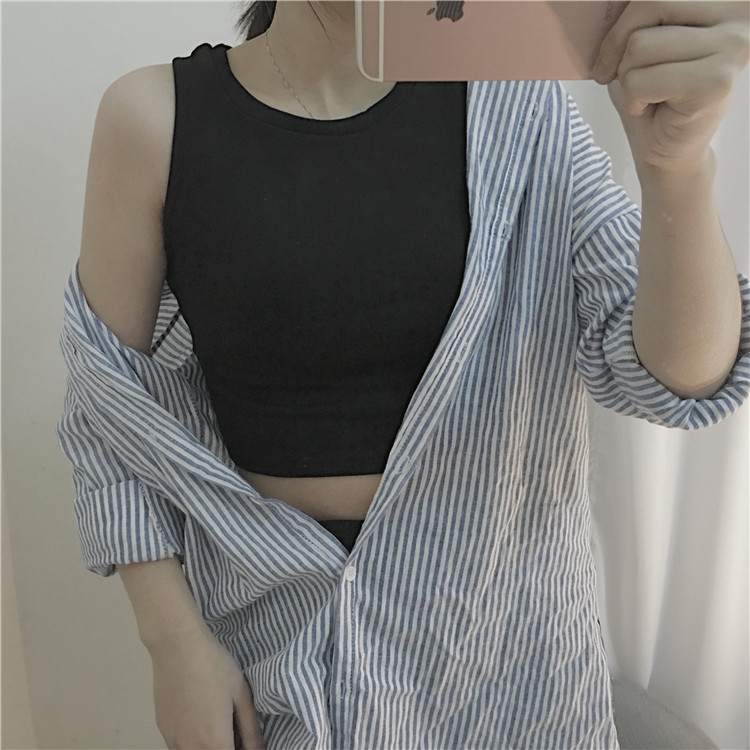 Hồng Kông-phong cách retro sling của phụ nữ mùa hè đoạn ngắn rốn không tay t-shirt bên ngoài dưới cùng của Harajuku nhỏ tươi vest top áo kiểu đẹp