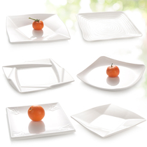 Melamine melamine tableware Donburi plate White square plastic plate square tilted foot plate Fast food stir-fry plate