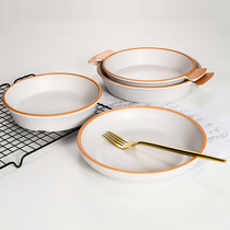 Kebai Jammemine Plate Han Style Imitation Porcelain Cutlery Plastic Binaural Round West Dining Tray Dish Deep Pan Soup Pan Commercial