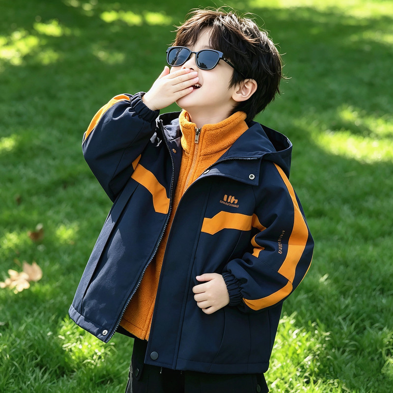 Boys' Three-In-One Detachable Jacket for Spring and Autumn 2026 New Style Boys' Winter Clothing Children's Padded Thickened Coat