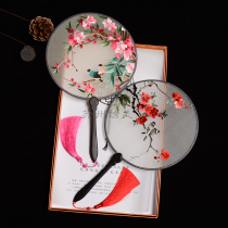 Embroidery group fan Classical Su embroidery palace fan Double-sided embroidery ancient fan Chinese specialty hand embroidery embroidered round fan