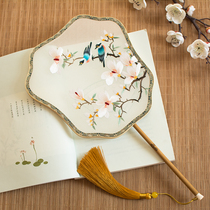 Ancient style Su embroidery fan handmade double-sided embroidery Group fan Suzhou Embroidered Tassel Palace fan Hanfu embroidery dance fan gift