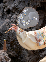 Suzhou embroidered womens fan embroidery ancient wind group fan manual double-sided embroidery Palace fan Chinese classical Hanfu tassel beauty fan