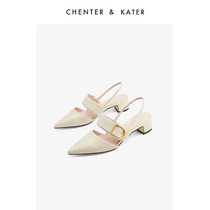 Small CK sandals women 2022 summer New pint metal buckle with tip lined with Mueller shoes shallow mouth coarse heel high heel shoes