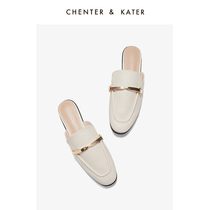 Small CK2022 Summer new Mueller shoes flat-bottomed outside wearing metal decorative Lefu shoes French style Baotou sandslippers female