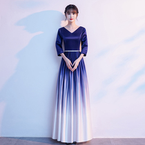 Big choir performance dress womens dress party patriotic red song competition costume conductor recitation host evening dress