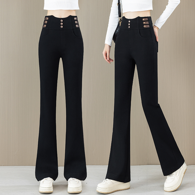 Black Flared Pants for Women, Spring and Autumn 2026 New Popular High-Waisted Slimming Petite Spring Style Slightly Flared Pants for Women Black Flared Pants for Women, Spring and Autumn 2026 New Popular High-Waisted Slimming Petite Spring Style Slightly Flared Pants for Women