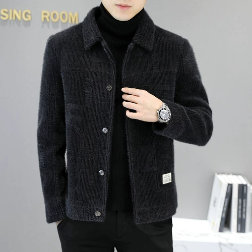 Демисезонная бархатная трендовая куртка для отдыха, шерстяное пальто, плащ, 2024 года, увеличенная толщина