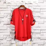 Tide, летняя летняя одежда, шелковая тонкая футболка с коротким рукавом, в корейском стиле, оверсайз, короткий рукав