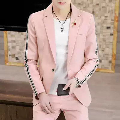 2021 Spring and Autumn new men's casual small suit suit suit Korean trend handsome youth blazer pink