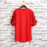 Tide, летняя летняя одежда, шелковая тонкая футболка с коротким рукавом, в корейском стиле, оверсайз, короткий рукав