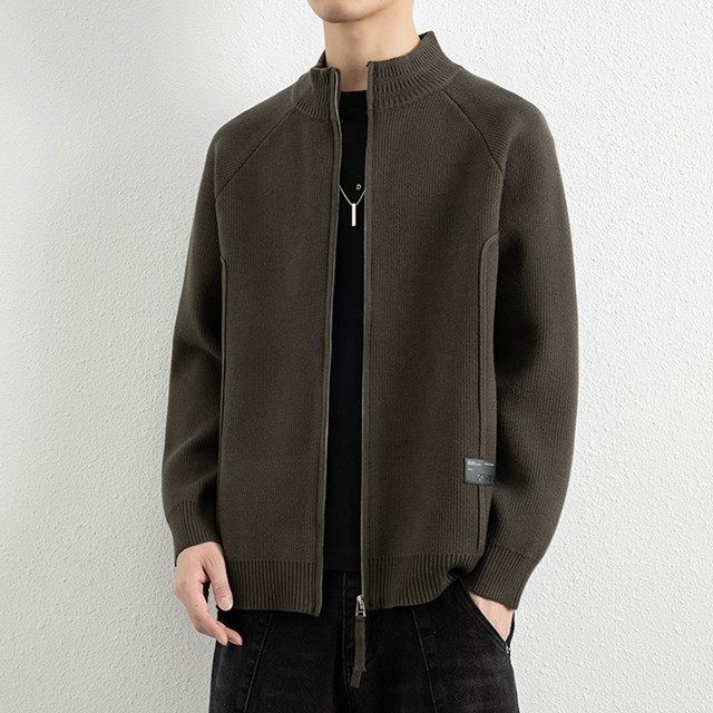 Qiaodi Monla new autumn and winter men's zipper thickened cardigan coat warm jacket sweater trendy sweater