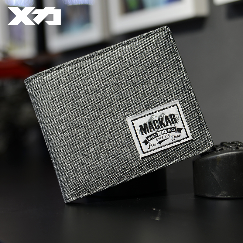 Mackar tide Canvas Wallet for men Short Young High School students ultra-thin Brief Han Edition Folding Money Clip