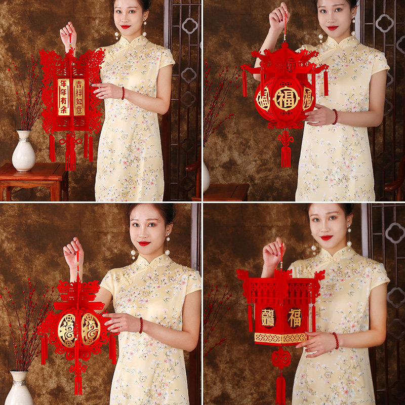 Small lantern hanging for the New Year indoor red palace lantern chandelier Chinese style Spring Festival decoration Spring Festival scene layout supplies