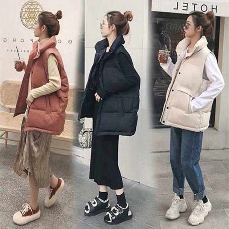 Down cotton vest women's short 2020 autumn and winter new Korean version loose outside wear vest wild horse clip waistcoat