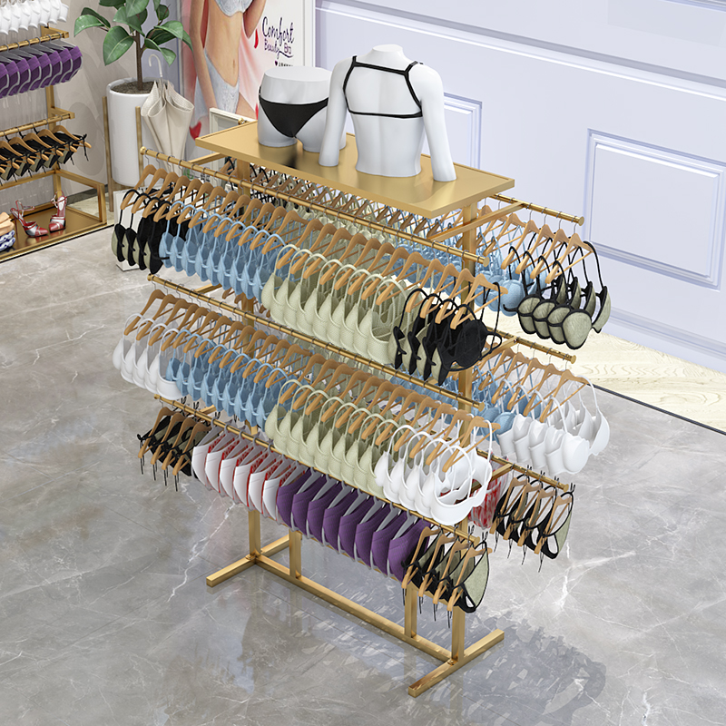 Underwear store shelf metal underwear display rack Simple floor-to-ceiling display rack Bra oval double-sided Nakajima shelf
