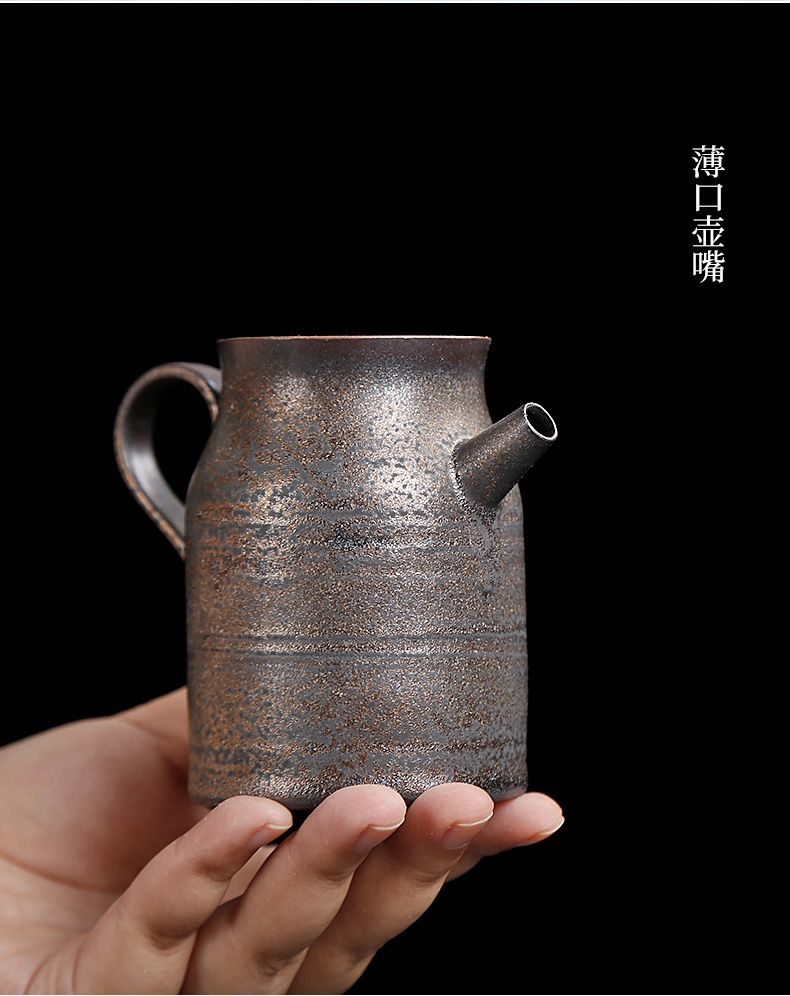 Small teapot tea ware ceramic Japanese coarse pottery imitation copper and gold household kung fu tea set single pot of restoring ancient ways side put the pot