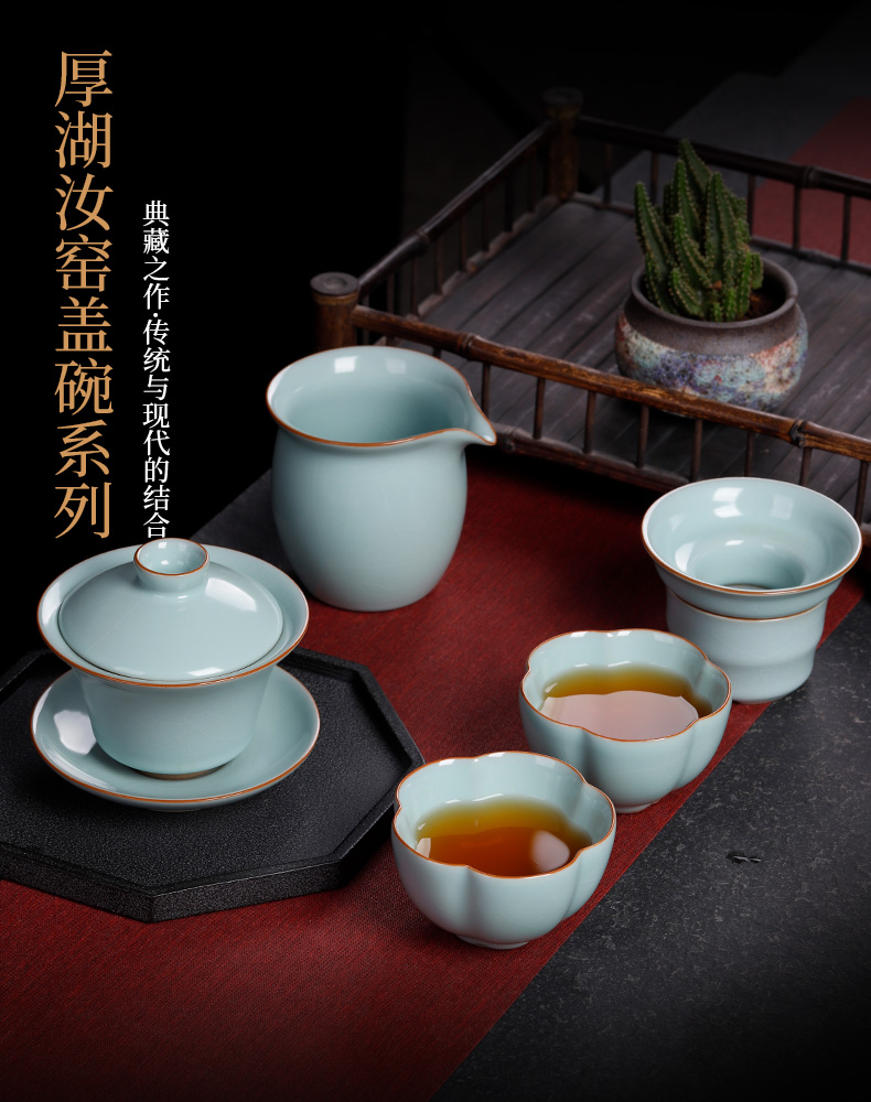 Your up three tureen large only pure manual have ice crack Your porcelain tea set a single kung fu tea bowl is not hot