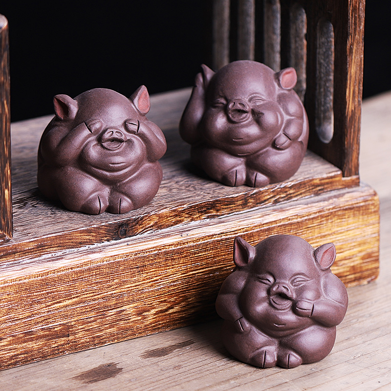 The Pet pig lovely purple sand tea tea art furnishing articles sitting room zodiac ceramic can keep individuality creative play tea tea