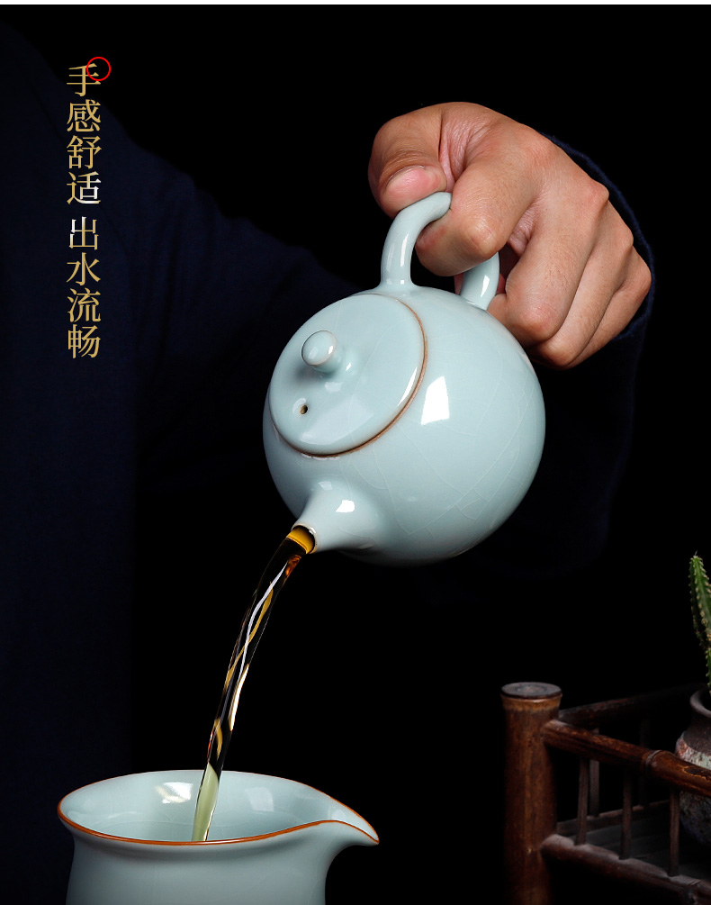 Your up with azure teapot slicing can make tea for the family with antique porcelain tea set kung fu small pot of pure checking ceramic