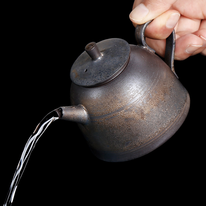 Rust glaze thick ceramic gold Japanese imitated copper one little teapot restoring ancient ways with kung fu tea set single pot with tea