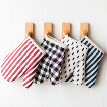 Help you 2 thickened cotton and hemp insulation gloves Anti-scalding high temperature kitchen baking household oven Microwave oven special