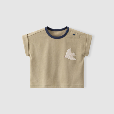 Guiqi Bear Baby Short Sleeve T-Shirt Top Summer Children's Casual Clothing Pure Cotton Thin Style Cute Outing Wear for Infants and Toddlers — 2