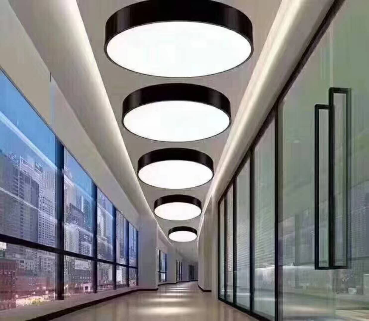 Simply modern LED Creative hollow circular chandelier Restaurant lamps office engineering lighting network cafeteria studio