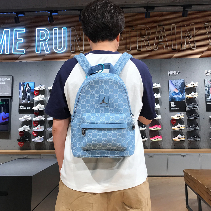 Nike Jordan Casual All-Over Print Vintage Aj Couple Small Backpack Double Shoulder Bag for Men and Women Im4476-467 Nike Jordan Casual All-Over Print Vintage Aj Couple Small Backpack Double Shoulder Bag for Men and Women Im4476-467