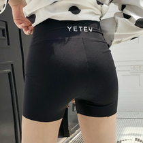  High-waisted five-point leggings womens tight outer wear three-point shorts summer thin belly barbie pants safety pants anti-light