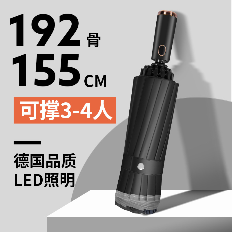 2026Led Fully Automatic Umbrella for Men, Extra Large, with Ring Buckle, Reinforced for Three People, Storm-Resistant, 155cm, Car-Mounted Reverse Umbrella 2026Led Fully Automatic Umbrella for Men, Extra Large, with Ring Buckle, Reinforced for Three People, Storm-Resistant, 155cm, Car-Mounted Reverse Umbrella