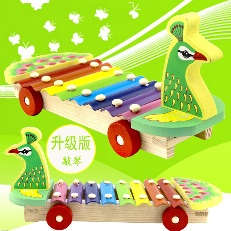 Children's puzzle baby Eight-voice-hand percussion toy cartoon animal percussion music instrument can be towed-Taobao