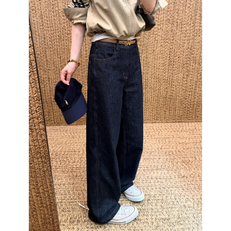 Original Color Denim Autumn Classic Textured Cotton Color-Block Straight Narrow Wide-Leg Denim Jeans Original Color Denim Autumn Classic Textured Cotton Color-Block Straight Narrow Wide-Leg Denim Jeans