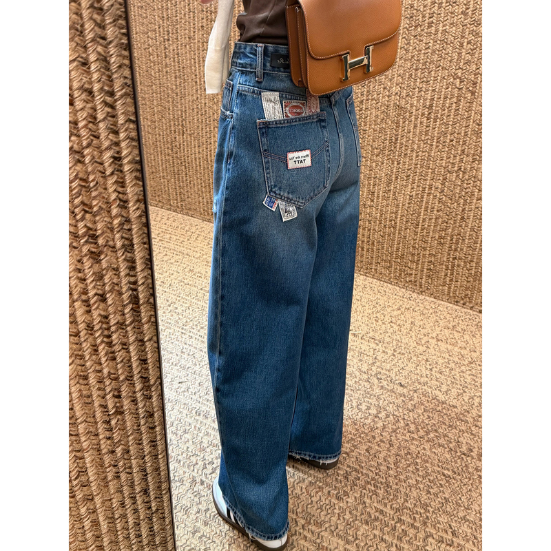 Autumn American Retro Scimitar Pants, Very Wide-Leg Jeans, Non-Stretch Autumn American Retro Scimitar Pants, Very Wide-Leg Jeans, Non-Stretch