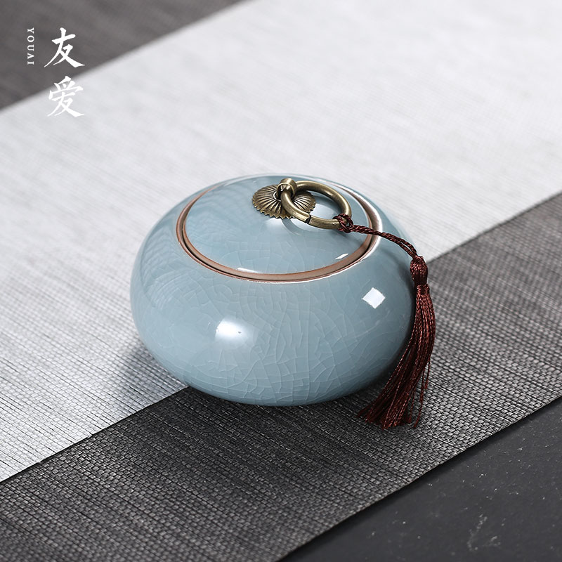 Love fang garden caddy fixings springs, celadon big yards ceramic tea set portable pu - erh tea storage box storage tanks seal pot