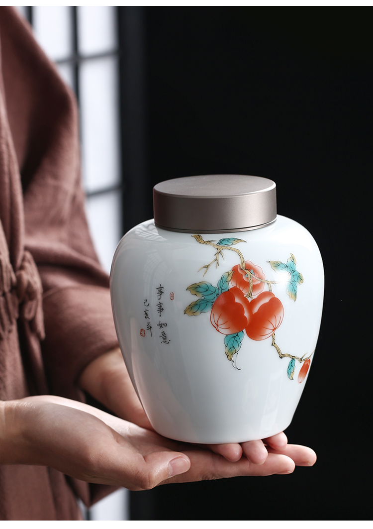 Love aluminium cap seal big POTS sanshui hand - made gift white porcelain bottle home store tea warehouse moistureproof 1 catty