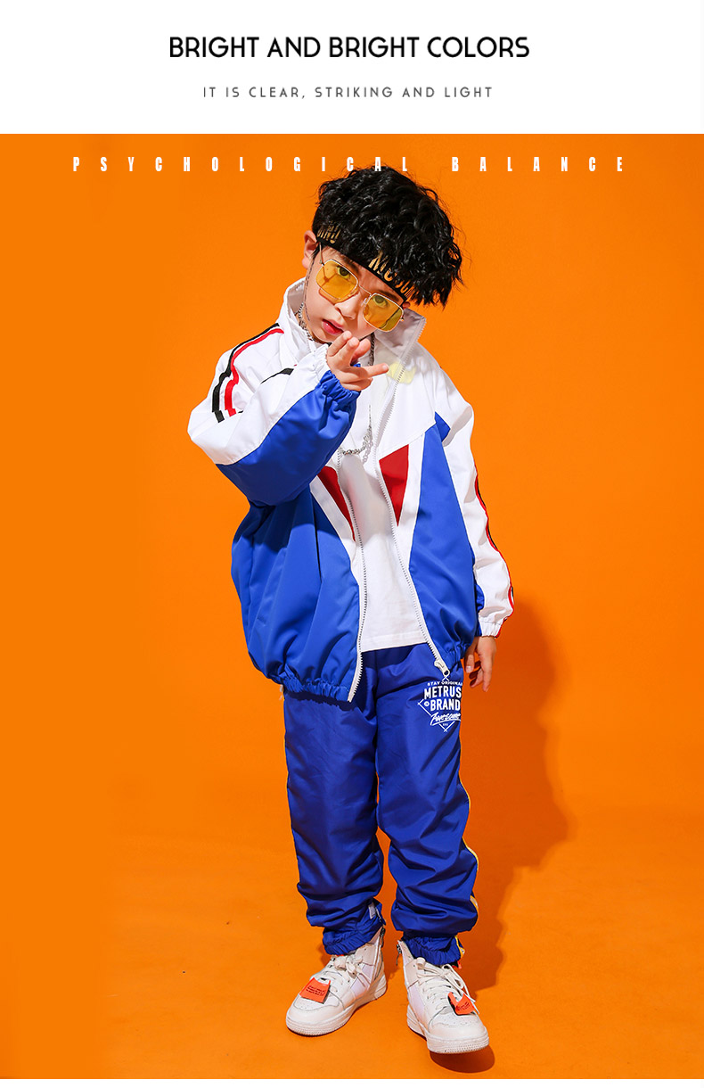 Quần áo trẻ em đường phố phù hợp với bé trai quần áo hip hop thủy triều mặc trang phục trẻ em bé trai hiphop quần áo jazz quần khiêu vũ cho bé