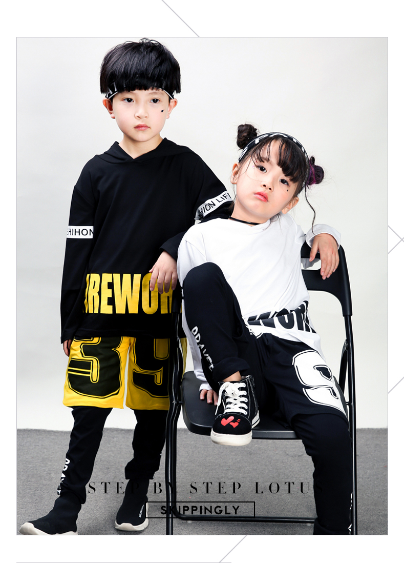 Bộ đồ nhảy đường phố của trẻ em trống trang phục bé trai quần áo hip hop Cô gái nhảy jazz trang phục cho trẻ em mùa thu đồ bộ cho be gái 12 tuổi
